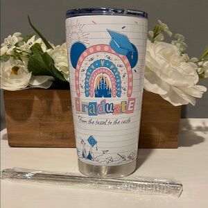 Graduation Themed Tumbler with Straw